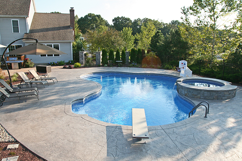 Swimming pool and stamped concrete project example 85
